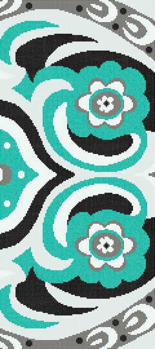 Mosaic tile Bisazza Wears Emilio Pucci by Bisazza, Glass, 129.1x290.5 cm, Surface Finish glossy, Effect fabric, Color multicolor, Style designer
